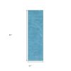 8' Highlighter Blue Indoor Shag Runner Rug