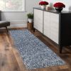 8' Indigo Or Ivory Heather Plain Runner Rug
