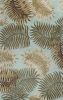 3' X 4' Aqua Blue Hand Tufted Tropical Leaves Indoor Area Rug