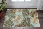 3' X 4' Aqua Blue Hand Tufted Tropical Leaves Indoor Area Rug