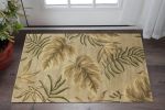 2' X 4' Sand Leaves Wool Area Rug