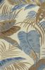 2' X 4' Ivory and Blue Wool Tropical Botanical Hand Tufted Area Rug
