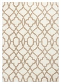 3' X 5' Ivory Beige Trellis Machine Woven Microfiber Indoor Area Rug