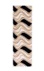 2' X 7' Black Or Beige Abstract Waves Wool Runner Rug
