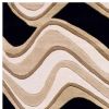 2' X 7' Black Or Beige Abstract Waves Wool Runner Rug