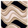 2' X 7' Black Or Beige Abstract Waves Wool Runner Rug