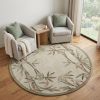 6' Ivory Hand Tufted Tropical Bamboo Round Indoor Area Rug