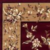 8' X 11' Red Beige Machine Woven Floral Traditional Indoor Area Rug
