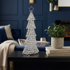16" Silver Faux Crystal Christmas Figurine