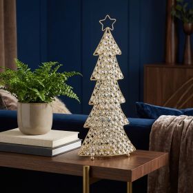 16" Glam Gold And Faux Crystal Christmas Tree