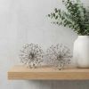6.5" X 6.5" X 6.5" Silver Starburst Spheres Set Of 2