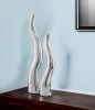 Set of Two Silver Aluminum Squiggly Table Vases