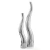 Set of Two Silver Aluminum Squiggly Table Vases