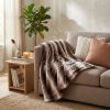 50" X 60" Brown And White Modern Contemporary Heated  Throw Blankets