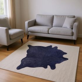 5' X 7' Navy Modern Cowhide Contemporary Area Rugs