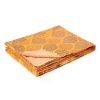 70" X 50" Yellow and Peach Kantha Cotton Patchwork Throw Blanket with Embroidery