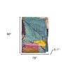 50" X 70" Green and White Quilted Cotton Patchwork Throw Blanket with Embroidery