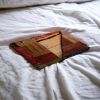 50" X 70" Burgundy and Brown Quilted Cotton Patchwork Throw Blanket with Embroidery