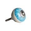 1.5" X 1.5" X 1.5" Ceramic Metal Aqua And White 8 Pack Knob