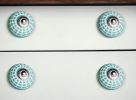 1.5" X 1.5" X 1.5" Ceramic Metal Turquiose And White 12 Pack Knob