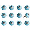1.5" X 1.5" X 1.5" Ceramic Metal Aqua And White 12 Pack Knob
