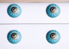 1.5" X 1.5" X 1.5" Ceramic Metal Aqua And White 12 Pack Knob
