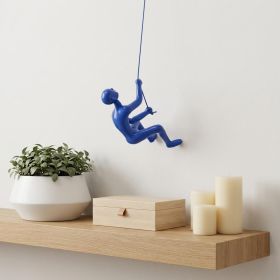6" Blue Unique Climbing Man With Rope Wall Art