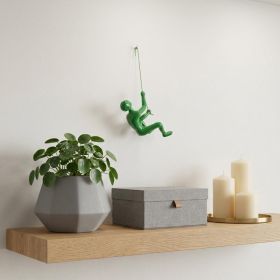 6" Green Unique Climbing Man With Rope Wall Art