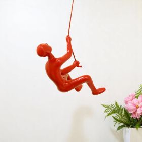 6" Red Unique Climbing Man With Rope Wall Art