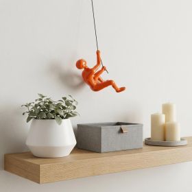 6" Orange Unique Climbing Man Wall Art