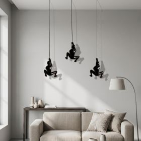 Set of Three 6" Black Resin Unique Climbing Men Wall Decor