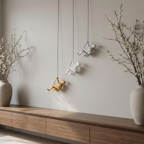 Set of Three 6" White Silver and Gold Climbing Men With Rope Wall Art