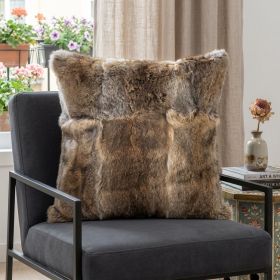 5" X 18" X 18" 100% Natural Rabbit Fur Hazelnut Pillow