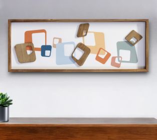 Multi Color Geometric Wood Framed 3D Wall Art