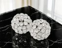 6" Silver Faux Crystal and Silver Decorative Orb Tabletop Sculpture