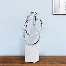18" Silver and White Marble and Aluminum Sculpture