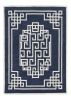 5' X 7' Navy Blue Ivory Hand Tufted Bordered Greek Key Indoor Area Rug