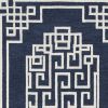 5' X 7' Navy Blue Ivory Hand Tufted Bordered Greek Key Indoor Area Rug
