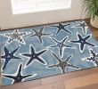 2' X 3' Blue Starfish Hand Tufted Area Rug