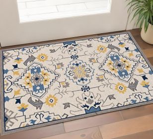 2' X 3' Ivory Southwestern Hand Tufted Area Rug