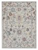 5' X 7' Ivory Floral Bordered Wool Indoor Area Rug