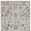 5' X 7' Ivory Floral Bordered Wool Indoor Area Rug