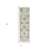 2' X 8' Ivory Floral Vine Wool Runner Rug