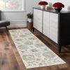 2' X 8' Ivory Floral Vine Wool Runner Rug