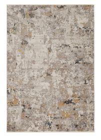 4' X 6' Silver Machine Woven Shrank Abstract Industrial Style Indoor Area Rug