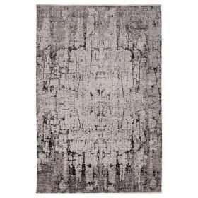 4' X 6' Ivory Grey Machine Woven Shrank Abstract Industrial Style Indoor Area Rug