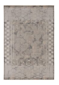 4' X 6' Beige Machine Woven Shrank Abstract Lines Design Indoor Area Rug