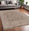 5' X 8' Natural Brown Machine Woven Abstract Lines Indoor Area Rug