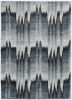 5' X 8' Blue Ivory Machine Woven Geometric Waves Indoor Area Rug
