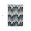 5' X 8' Blue Ivory Machine Woven Geometric Waves Indoor Area Rug